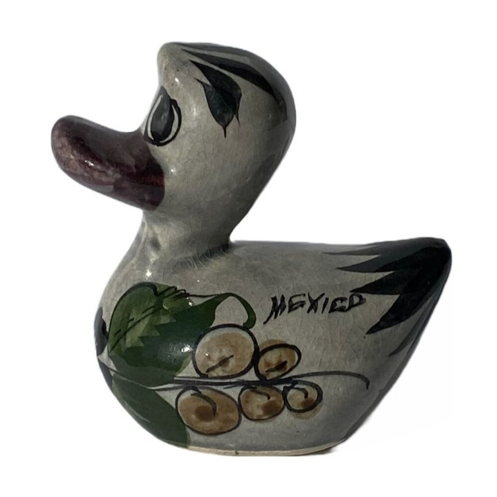 Vintage Mexican Tonala Duck Hand Painted Souvenir Gift-Goth Edition